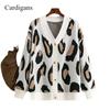 Новый цветной леопардовый принт, вязаный свитер, женская мода, свободный, цельный, с длинными рукавами и круглым вырезом, осенне-зимнее модное пальто
