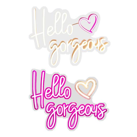 Hello Gorgeous Neon Sign LED Light Unique Shape Super Bright Energy-Saving USB Powered LED Light Sign Wall Art Decoration