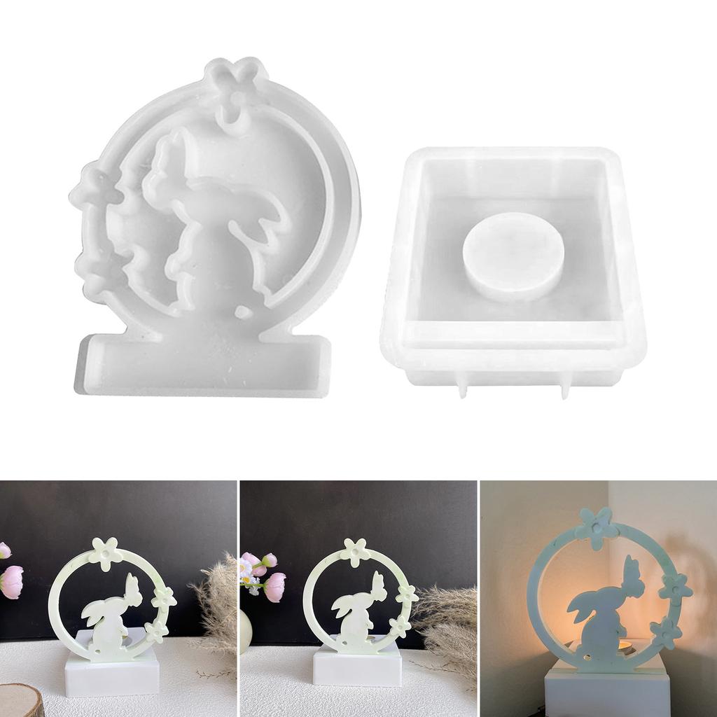 Easter Rabbit Candle Holder Mold with Base for Making Easter Decoration Candle Holder Tealight Holder Table Ornament