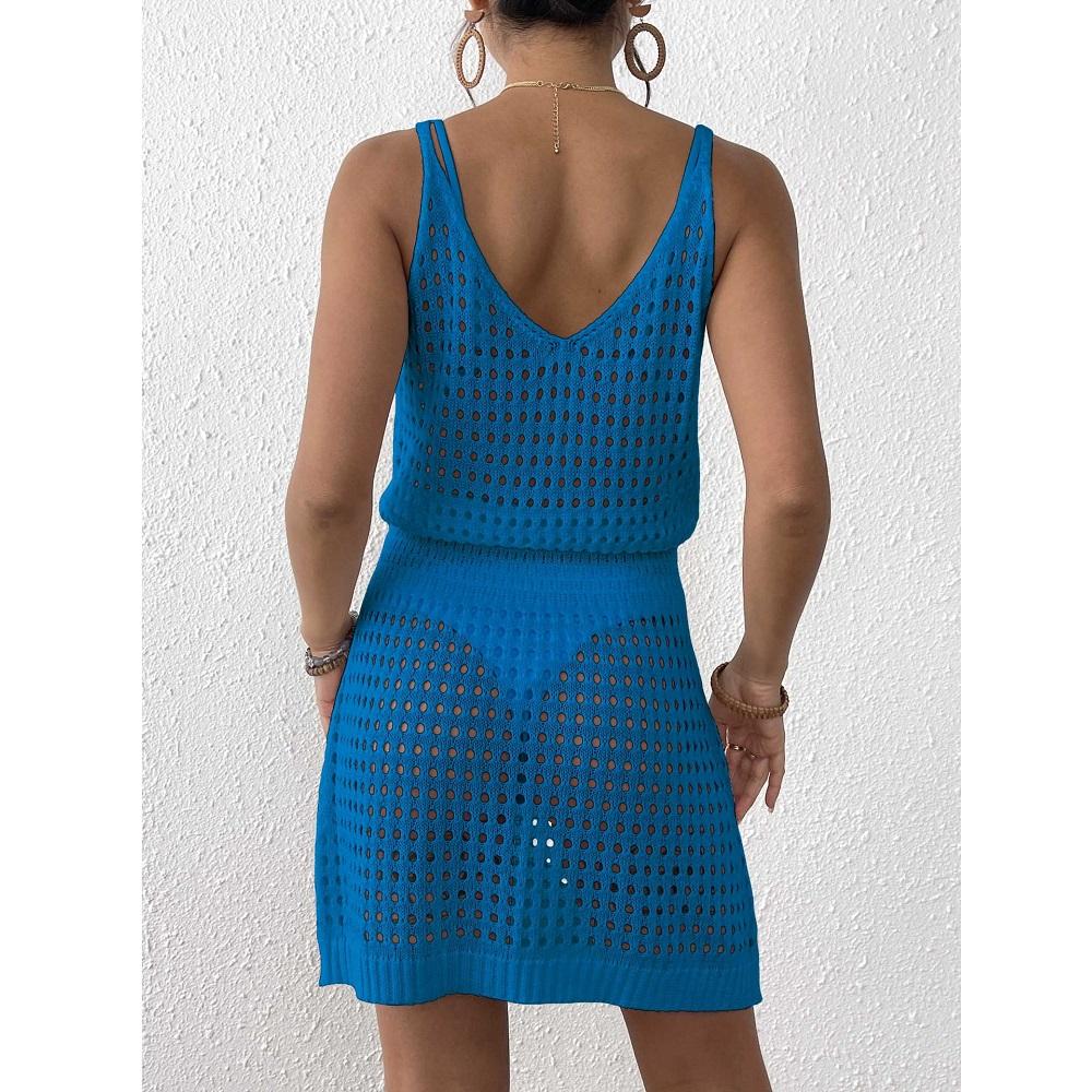 Женская летняя пляжная одежда, бикини, купальники, накидки, платья, женское трикотажное пляжное платье с открытыми плечами