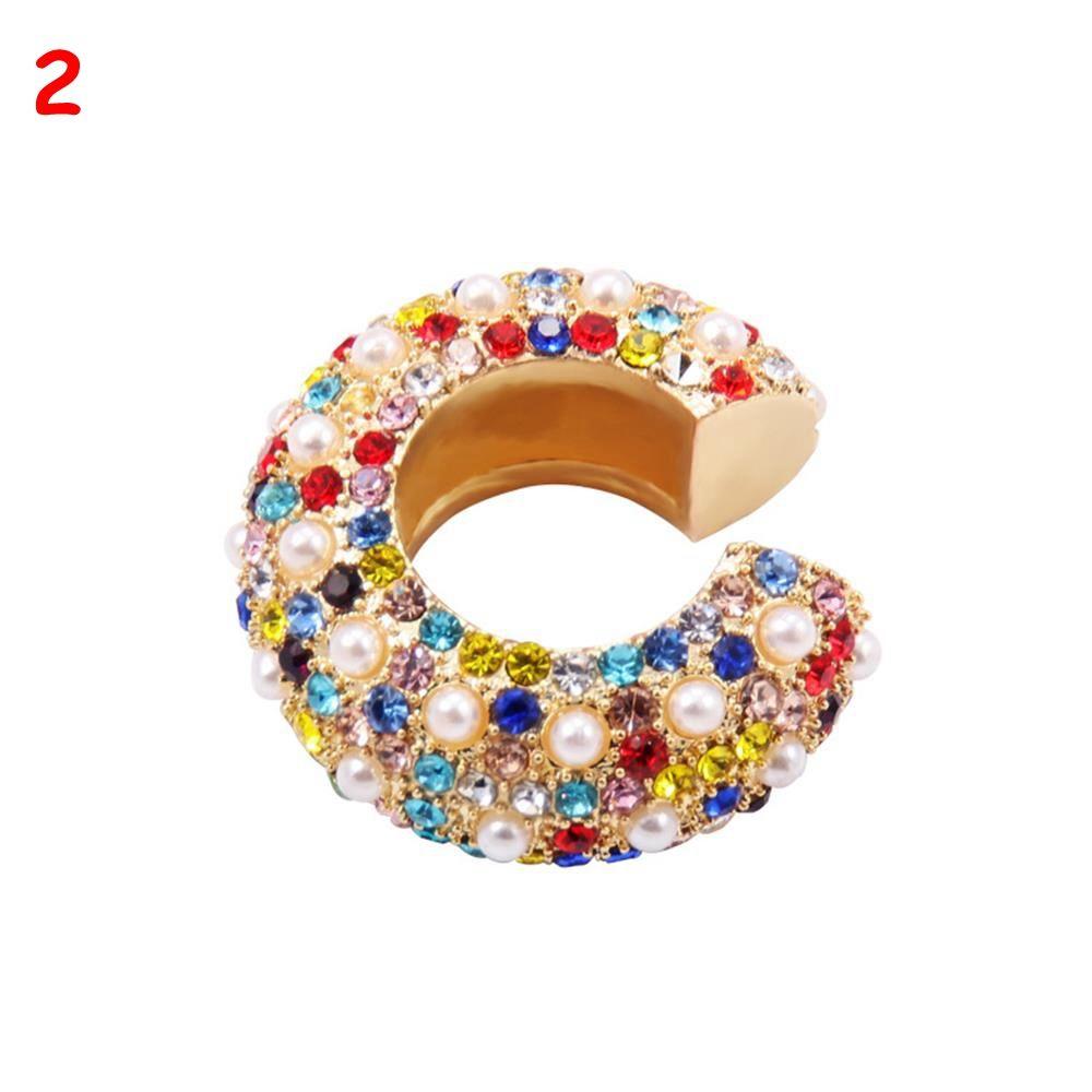 Rhinestone Dangle No Piercing Earrings CZ Cuff Earrings Statement C-shaped Cubic Zirconia Ear Cuff