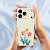 For iPhone 17 Pro Case Three Flowers Pattern Printing Straight Edge TPU Phone Back Cover