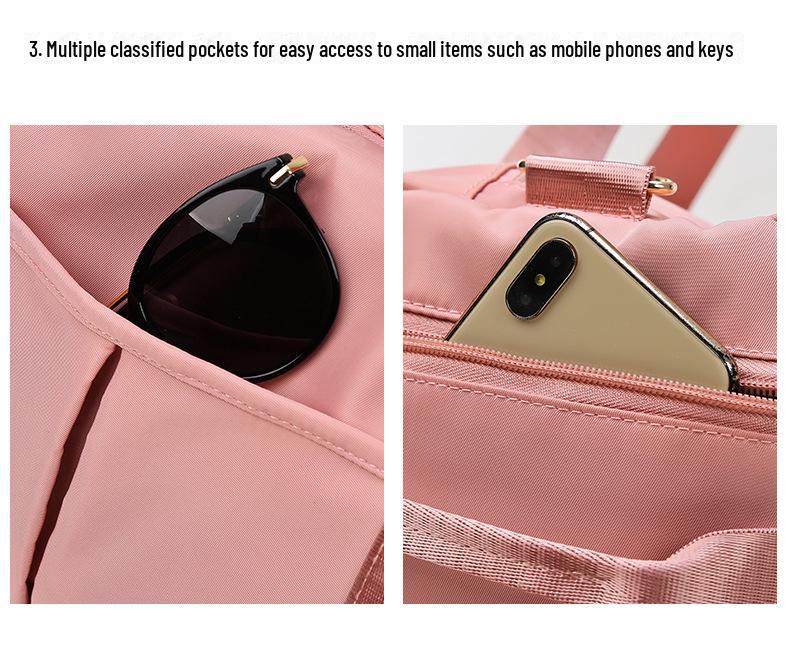 Вместительная дорожная сумка с отделением для влажного и сухого белья, идеально подходит для занятий спортом, йоги и коротких поездок, с напечатанным логотипом.