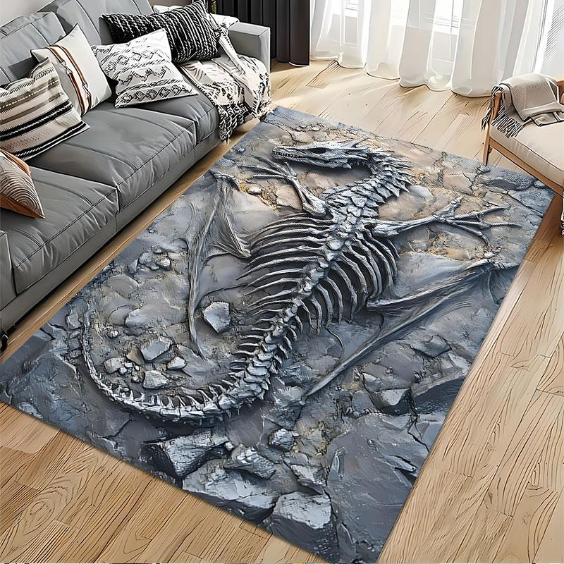 Dragon Fossil Pattern Carpet suitable as a non-slip mat for the living room or bedroom sofa