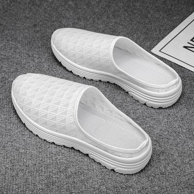 2025 парная обувь однотонная повседневная обувь на плоской подошве на одной педали дышащая и легкая большой размер обувь для мамы из муховязаного материала