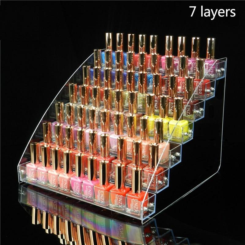 2/3/45/6/7 Layers Acrylic Nail Polish Display Organizer Shelf Clear Cosmetic Display Rack Holder Frame Jewelry Stand Storage Box