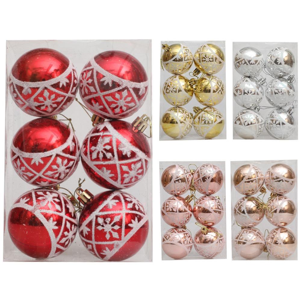 6Pcs/Box Electroplated Plastic Ball Christmas Tree Ornament Plastic Christmas Decorations