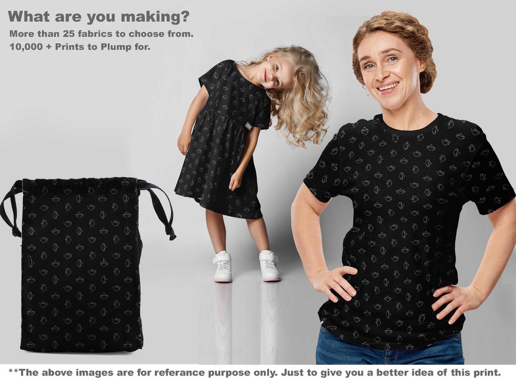 oneOone Cotton Flex Black Fabric Minimal Kettle Craft Projects Decor Fabric Printed By The Yard 40 Inch