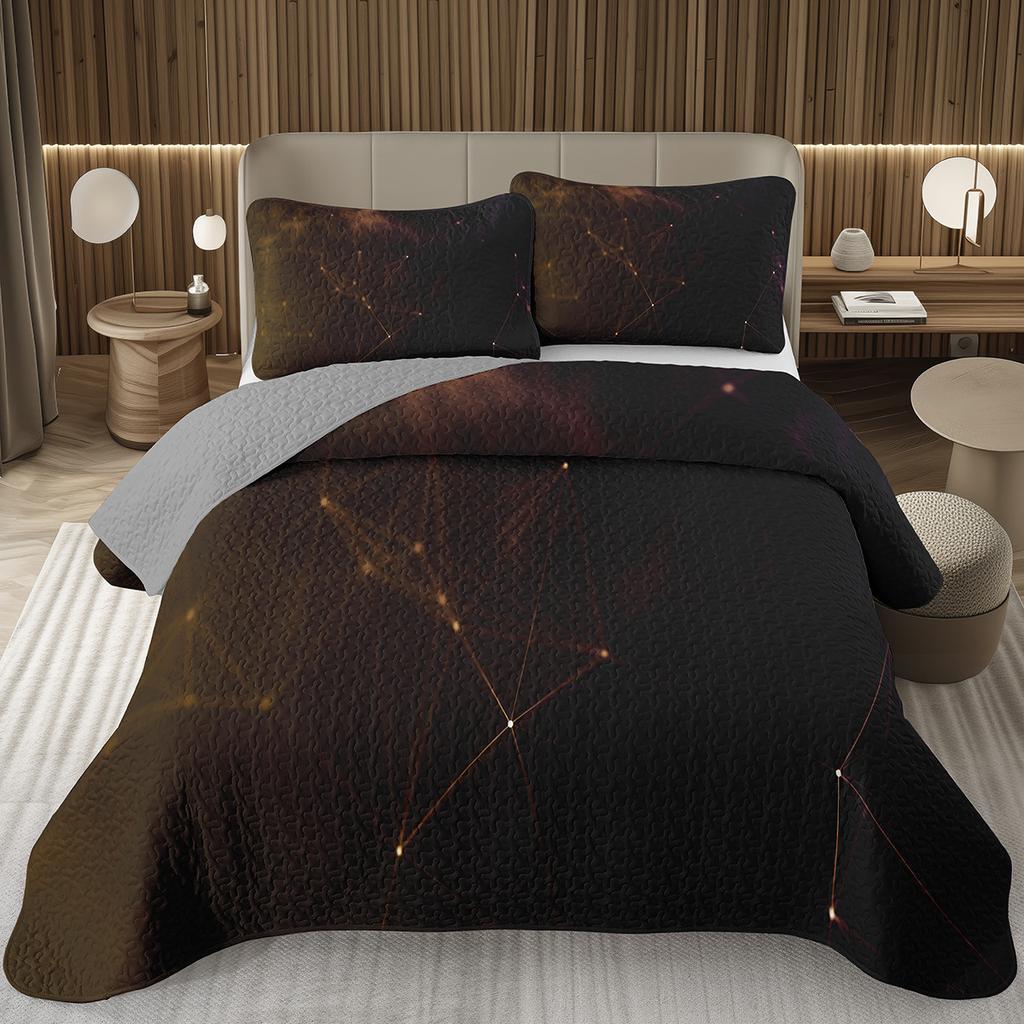 Rainbow Line Twin Queen Bedspread Colorful Abstract Geometric Quilted Bedding Set Bohemian Geometric Reversible Printed Coverlet