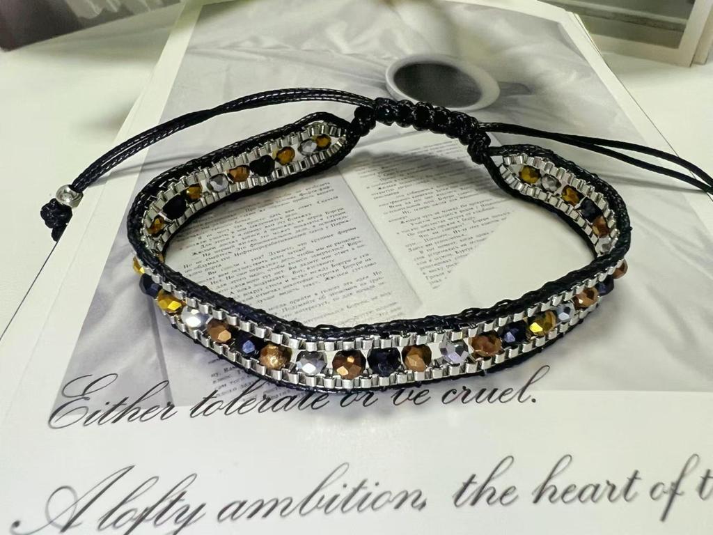 Европейский и американский плетеный вручную кристальный ретро этнический браслет дружбы для женщин