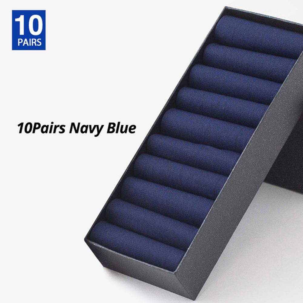 Black 10Pairs/Box Breathable Summer Business Men's Socks Stocking Middle Tube Mercerized Socks