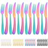 12Pcs Stainless Steel Dinnerware Set Rainbow Cutlery Fork Steak Knife Western Cutlery Silverware Flatware Tableware Supplies