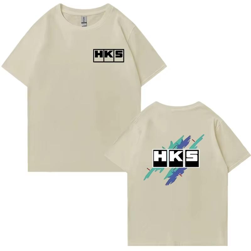ZX 2026 new Summer Improved HKS Endless Car Graphic Short Sleeve men Tshirts unisex Tee Shirt Double Sided Top