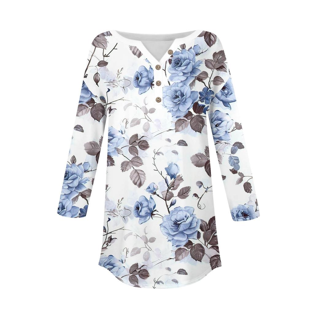 Рубашки с рукавом 3/4 для женщин, модные, повседневные, с круглым вырезом, с принтом, футболка, топ