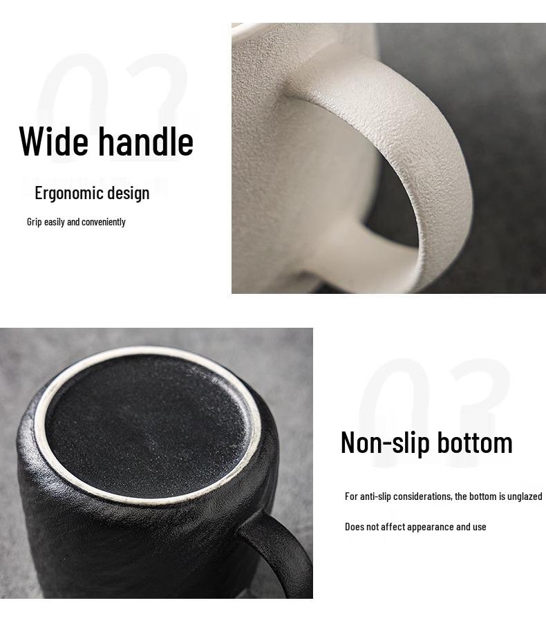 Мужская большая керамическая кружка с текстурой камня для чая и воды