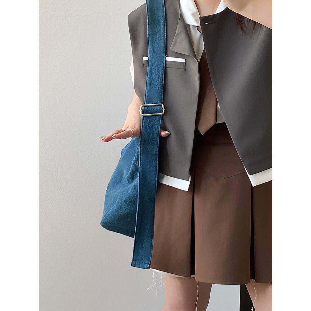IELGY Spring Summer Denim Large Capacity Retro One-Shoulder Messenger Tote Bag Casual Lazy