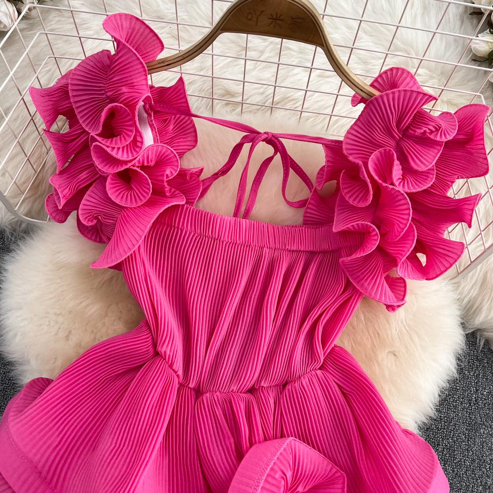 RUGOD Летний новый стиль, универсальная пресс-плиссированная шифоновая рубашка с завязками на талии и листьями лотоса, женский короткий топ в иностранном стиле