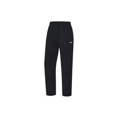 Мужские спортивные штаны Li Ning Fitness Series с логотипом, однотонные, прямые, флисовые, теплые, трикотажные, AKLT795-3