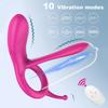 10 Frequency Long Tongue Cock Ring Vibrator for Men Prostate Penis Massager Vagina Stimulator Erotic Sex Toys for Couples