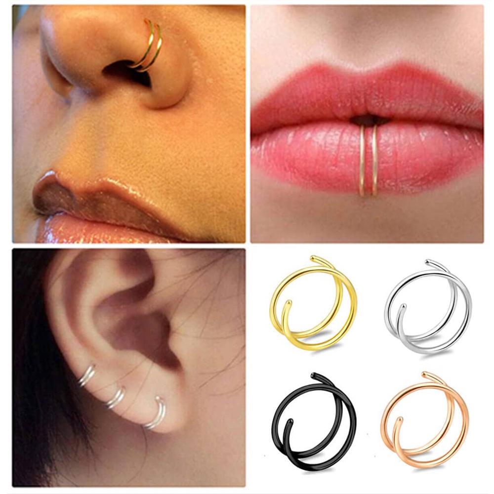 4шт двойные кольца в носу спиральные одинарные кольца в носу 8 мм, четыре цвета
