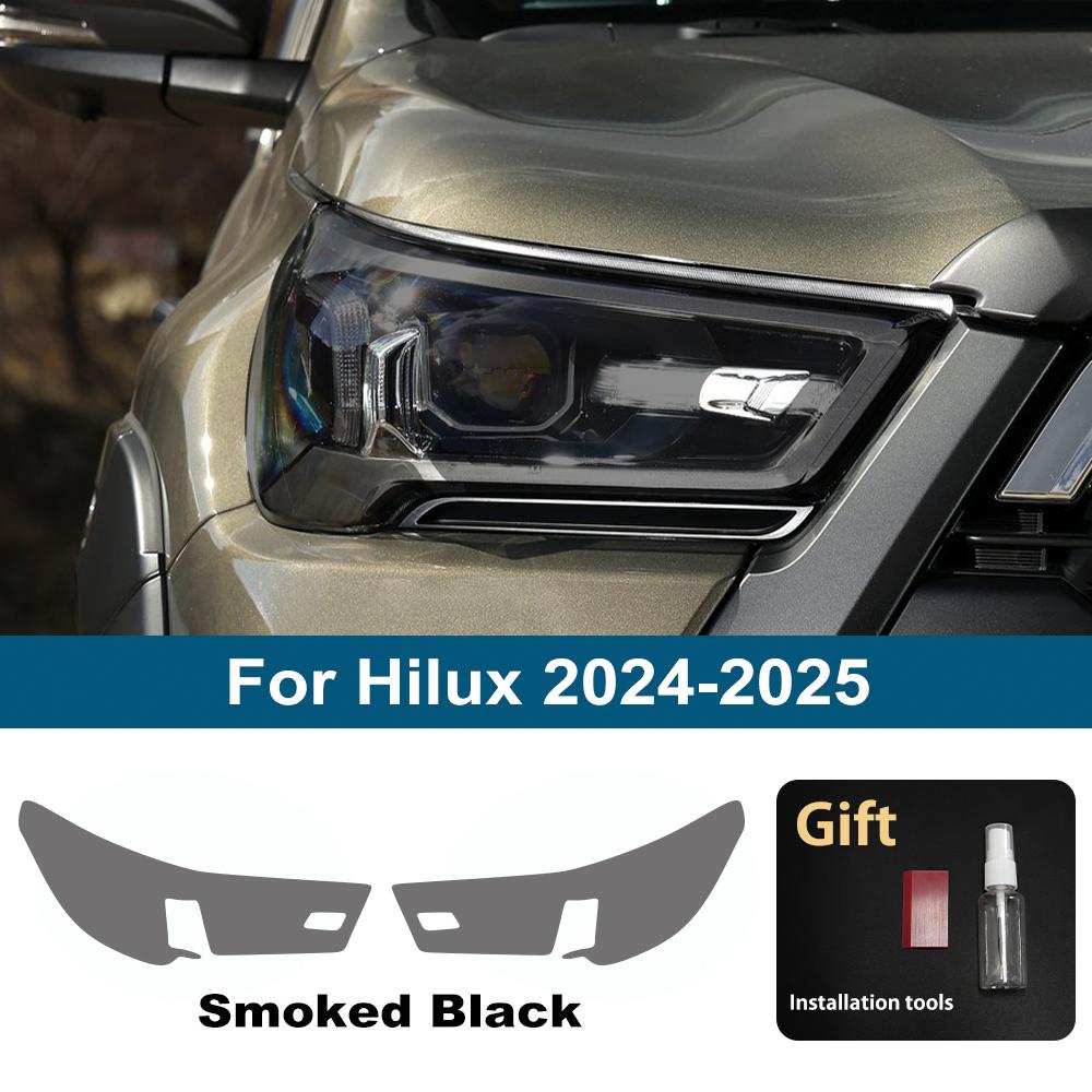 Для Toyota Hilux 2026-2026 Вырезанная Автомобильная Защитная Пленка на Фары Дымчато-Черная Предварительно Защита от Царапин Высокоглянцевая Виниловая Пленка для Оклейки