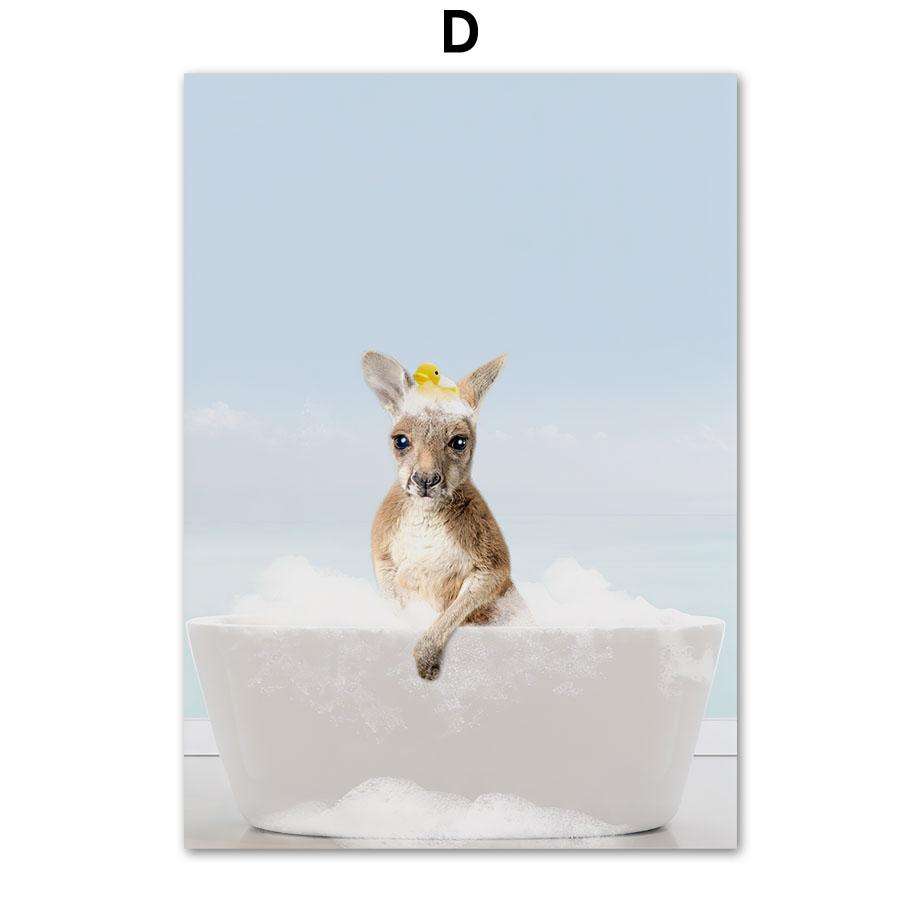 Животное в ванне Лев Тигр Лама настенная живопись на холсте туалет причудливые постеры и принты настенные панно Забавный декор для ванной комнаты