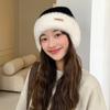 Autumn and Winter Big Head Circumference Knitted Wool Hat In Winter Warmth Thick Plush Hat Versatile Contrasting Ear Protection Cold Hat
