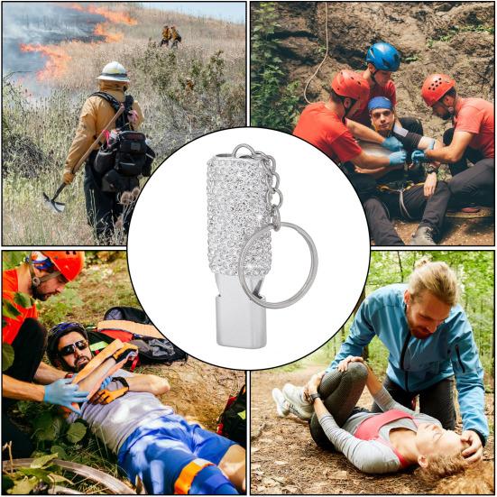 Свисток из металла и страз, с брелком для ключей, блестящий свисток с громким четким звуком для судей, тренеров, спасателей, чрезвычайных ситуаций