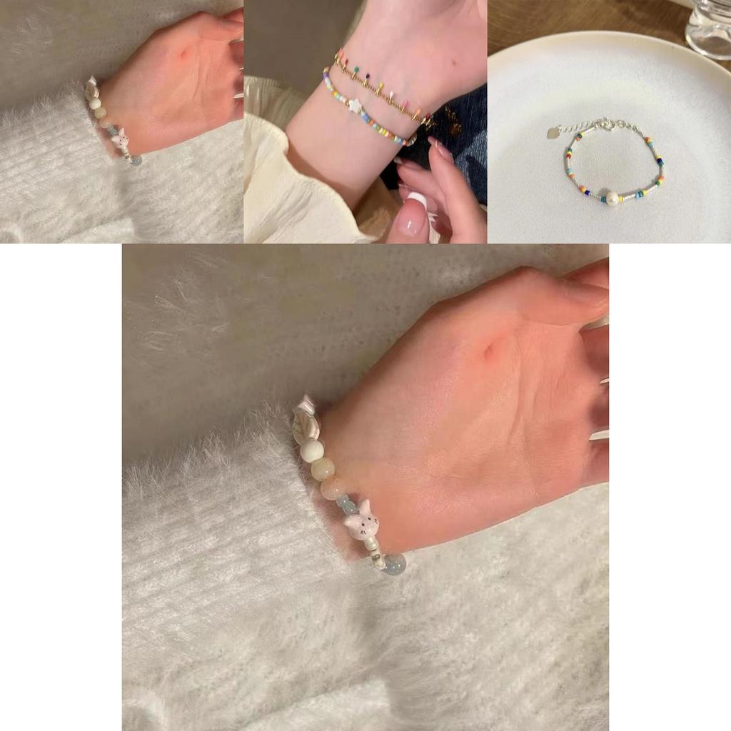 Chic Macaron Ceramic Sea Shell Beaded Bracelet Unique Fresh Sweet Jewelry For Women