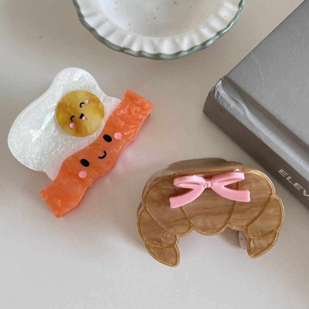 Toast Acetate Hair Crab Clip Cute Delicious Food Claw Clip Lovely Croissant Shark Clip Girls