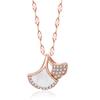 Titanium Steel Skirt Fan Necklace Women'S Inlaid Ginkgo Biloba Pendant Collarbone Chain White Fritillary Jewelry