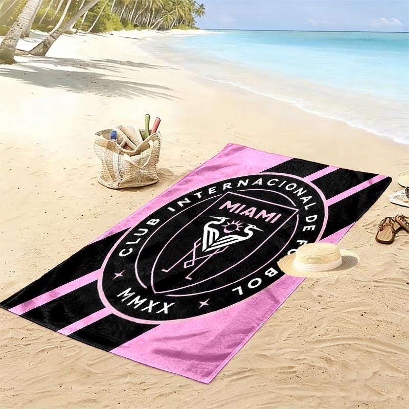 Пляжное полотенце с принтом Inter Miami CF, большое, мягкое, быстросохнущее, для пляжа, кемпинга, плавания
