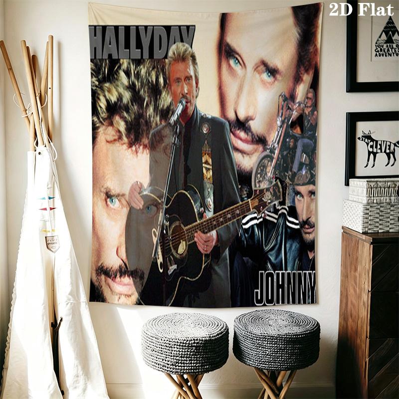 Johnny Hallyday Access Tapestry Background Cloth Fashion Print Homestay Soft Decoration Tapestry Soft Christmas Gift