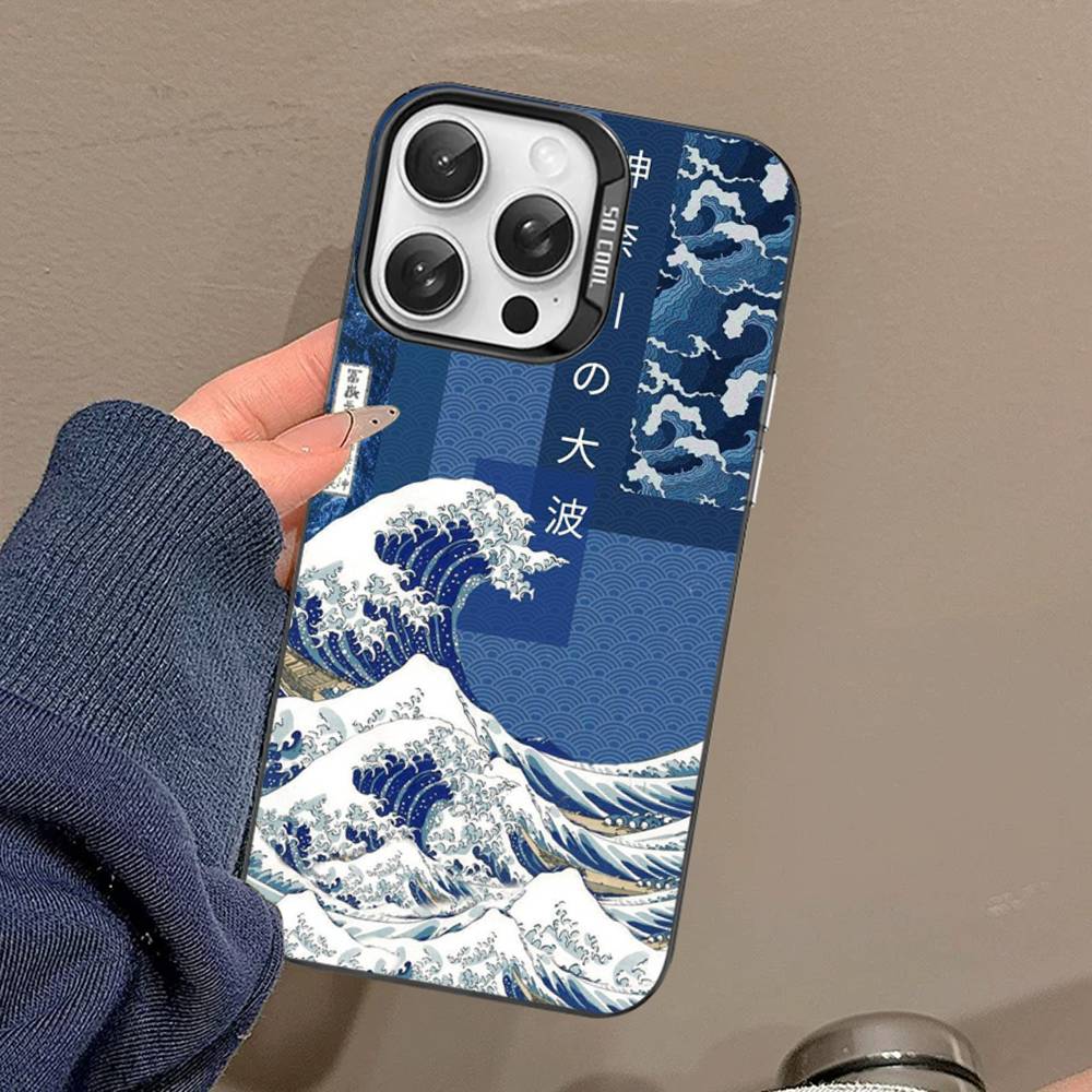 Японские волны Чехол для телефона Для IPhone 17 16 15 14 13 12 11 Pro MAX Матовый противоударный задний Противопадение Матовый чехол