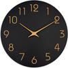 Wall Clock Black Battery Operated Silent Non Ticking Simple Minimalist Rose Gold Numbers Clock Decorative Wall Clock
