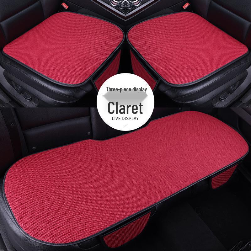 All-Season Linen Car Seat Cushion Set: Three-Piece Universal Fit for Driver/Passenger and Rear Seats