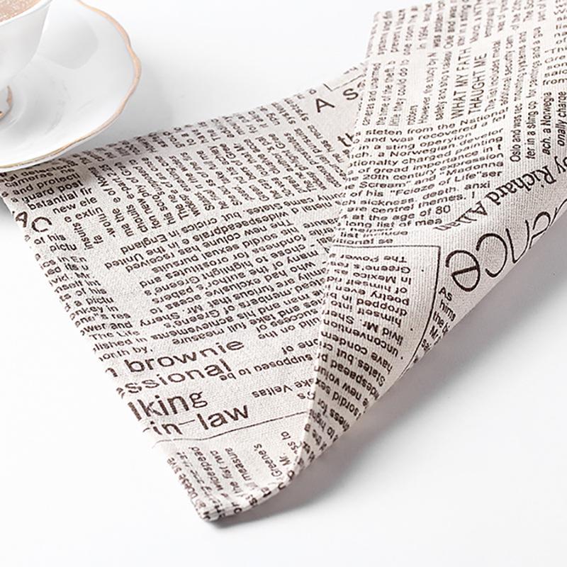 English Newspaper Plaid Porcelain Placemat: Blue & White, Heat-Resistant, Thickened Cotton & Linen