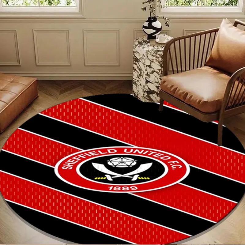 1PC Global Football Club Sheff Round Rug for Livingroom,Bedroom, Palyroom, Chair Rug, Area rug, Circle Carpet, Large Size Fan Christmas gift