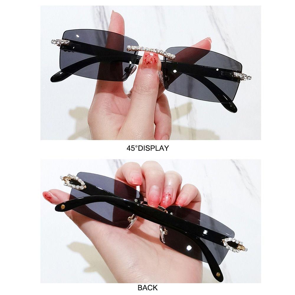 Прямоугольные солнцезащитные очки с градиентом UV400, безрамные очки, винтажные солнцезащитные очки в стиле панк для женщин и мужчин