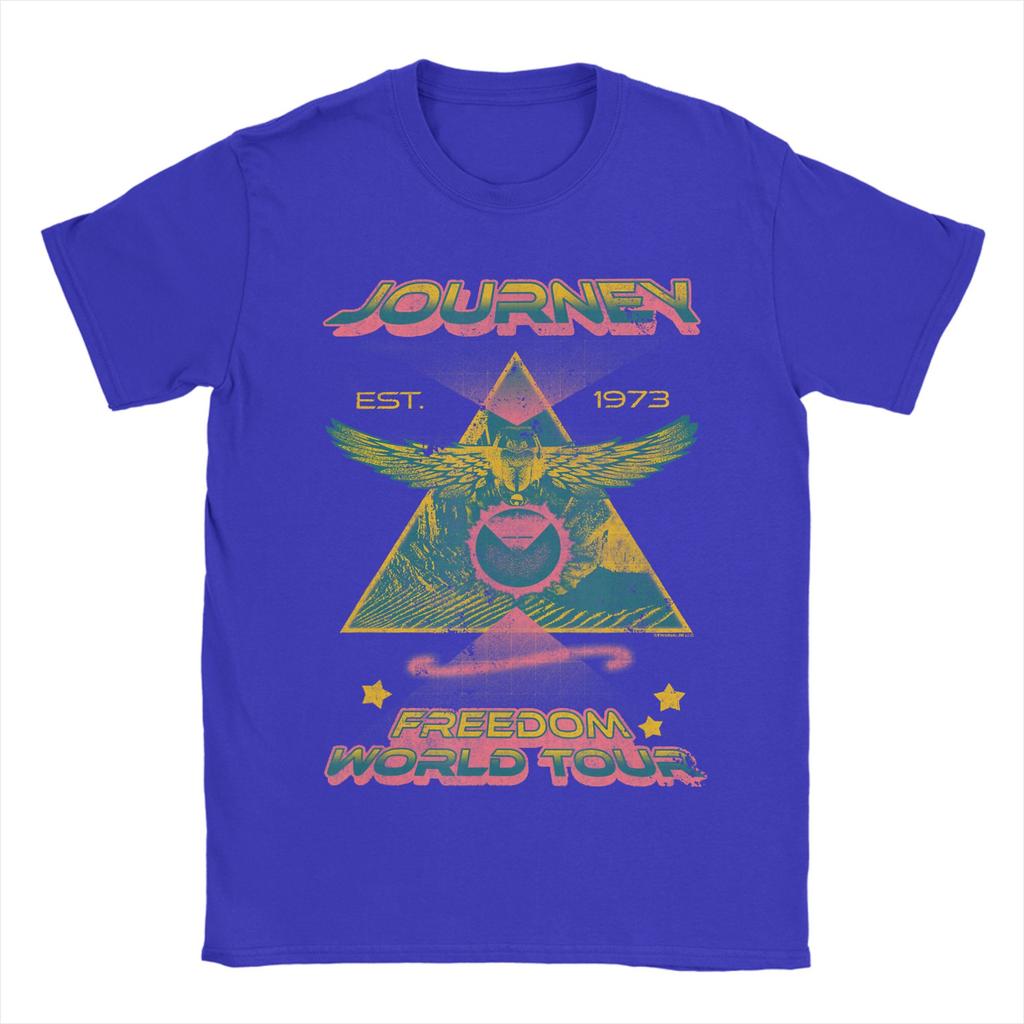 Unisexs Journey Triangle World Tour Colorful Band T Shirts Clothes Vintage Short Sleeve Crewneck Tee Shirt New Arrival TShirt