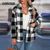 Ladies Temperament Plaid Tweed Jacket Autumn and Winter Loose Long-sleeved Thickened Cardigan Tops