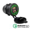Двойное USB-автомобильное зарядное устройство 12В-24В QC3.0 с панелью, водонепроницаемый адаптер питания с розеткой-выключателем для автомобиля, лодки, мотоцикла