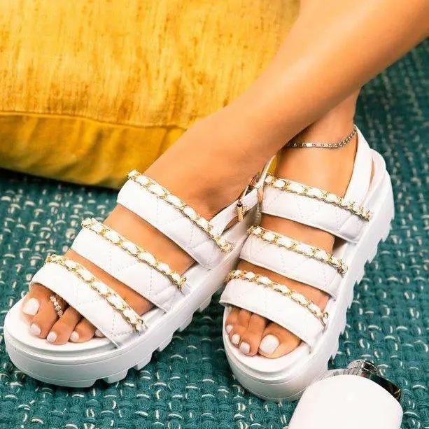 Women Sandals 2024 Fashion Platform Gladiator Sandals Open Toe Buckle Strappy Height Increase Sandals Summer Women Sandalias