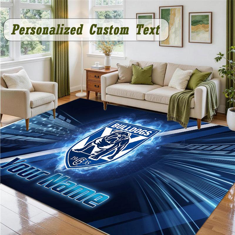 Crystal Velvet Square Rug Custom NameCanterbury-Bankstown Bulldogs Pattern Non Slip Home Floor Decor Rug