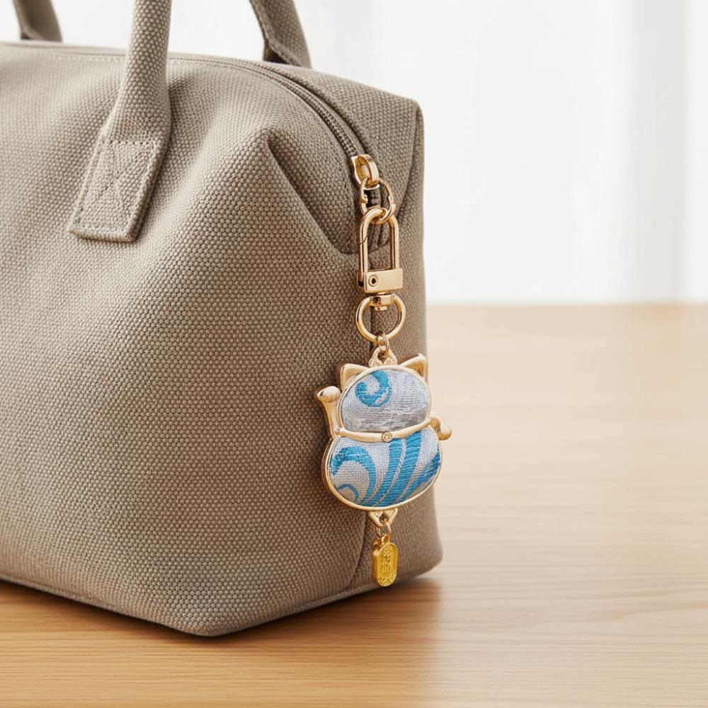 Chinese Style Lucky Cat Keychain Double-sided Retro Lucky Keychain Decoration
