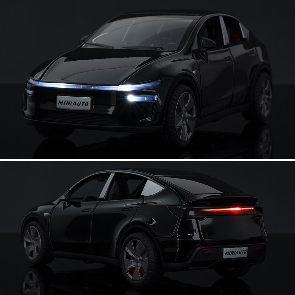 AKW1 Автомобиль-модель Tesla Model Y из сплава, игрушка, звук, свет, гудок, открывающаяся дверь, коллекционный сплавленный автомобиль, модель-симулятор для возрастов...