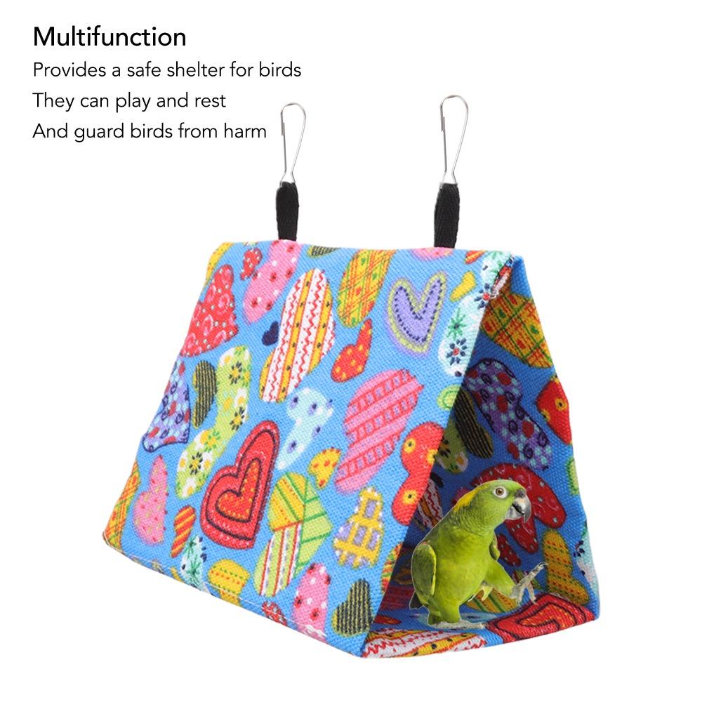 Hanging Hooks Bird Tent House Colorful Canvas Hanging Bird Cave Parakeet Snuggle Hut For Cockatiel