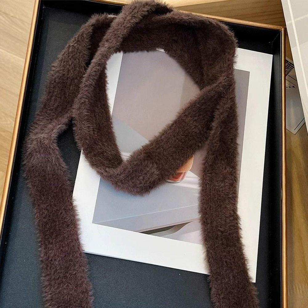 Solid Color Long Strip Scarf Plush Mohair Women Scarf New Y2K Girl Scarf Outdoor