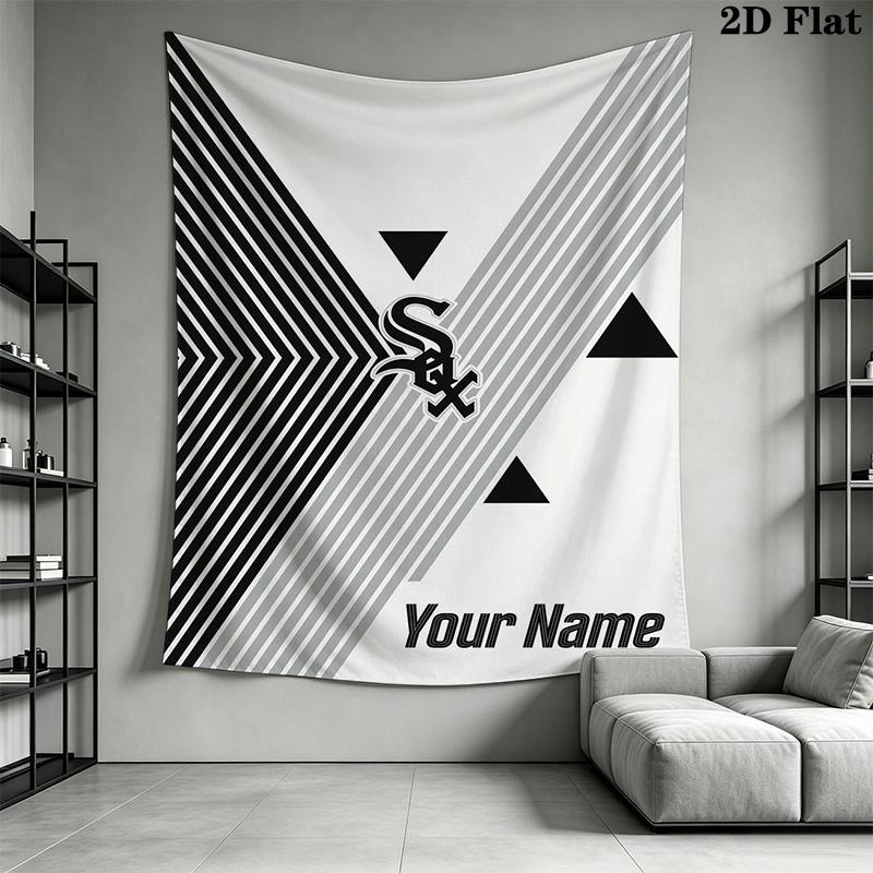 Name Custom Chicago White Sox Wall Tapestry Aesthetic Wall Hanging Printed Fabric Blanket Decorative Tapestries for Bedroom Living Room Home Decor