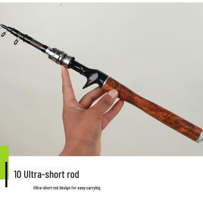 Комплект сверхкоротких телескопических удилищ из углеродного волокна, портативный и универсальный для рыбалки вдали от берега.
